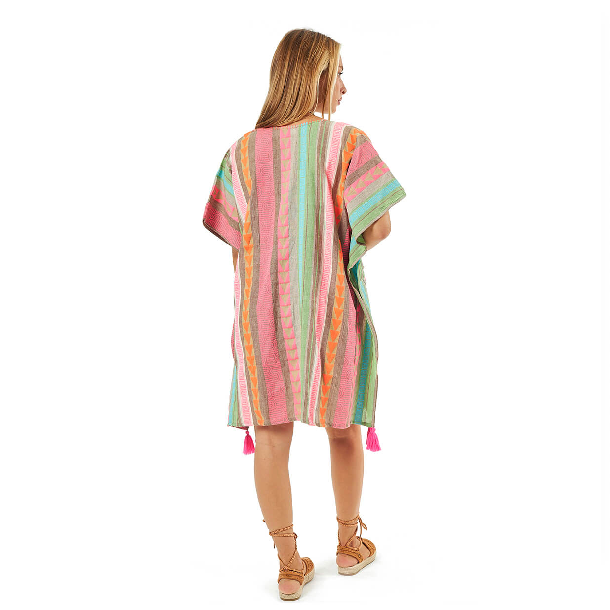 Verde Γυναικείο Καφτάνι 47-0110 Βαμβακερό Ροζ