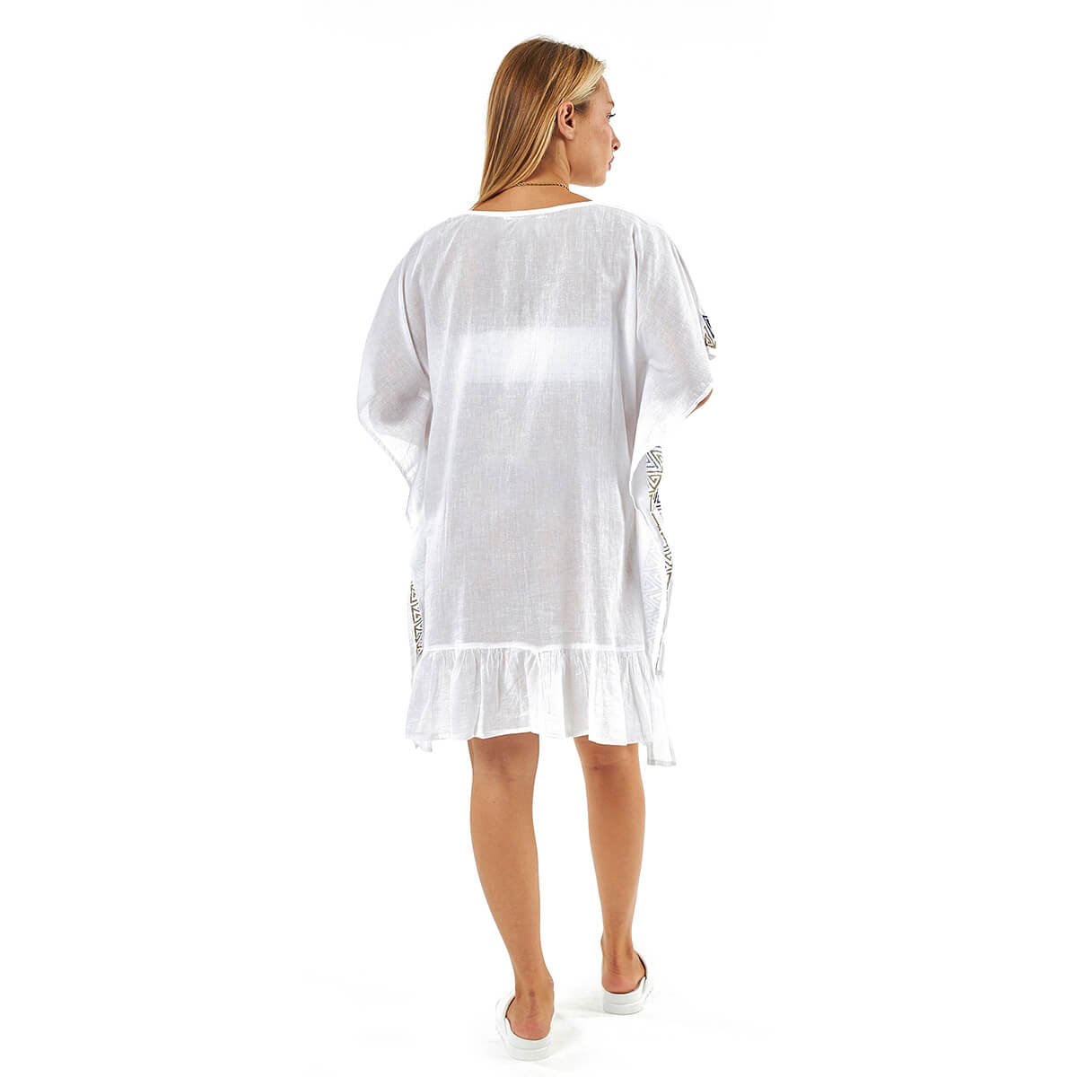 Verde Γυναικείο Καφτάνι 47-0112 Βαμβακερό Άσπρο