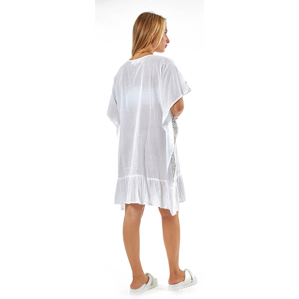 Verde Γυναικείο Καφτάνι 47-0113 Βαμβακερό Άσπρο Verde Γυναικείο Καφτάνι 47-0113 Βαμβακερό Άσπρο