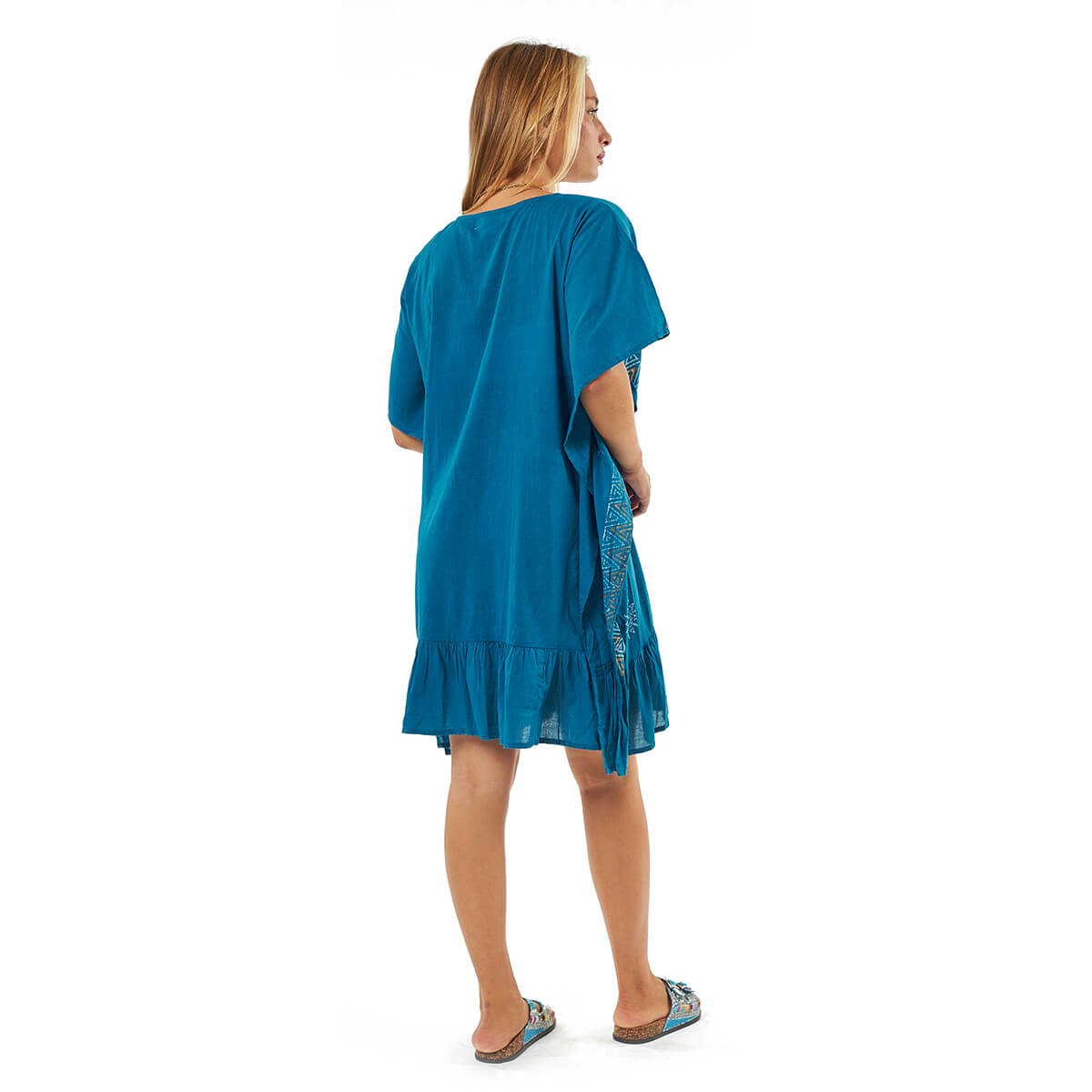 Verde Γυναικείο Καφτάνι 47-0113 Βαμβακερό Μπλε