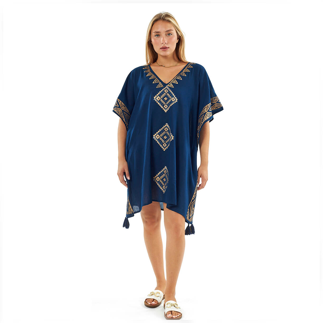 Verde Γυναικείο Καφτάνι 47-0114 Βαμβακερό Μπλε