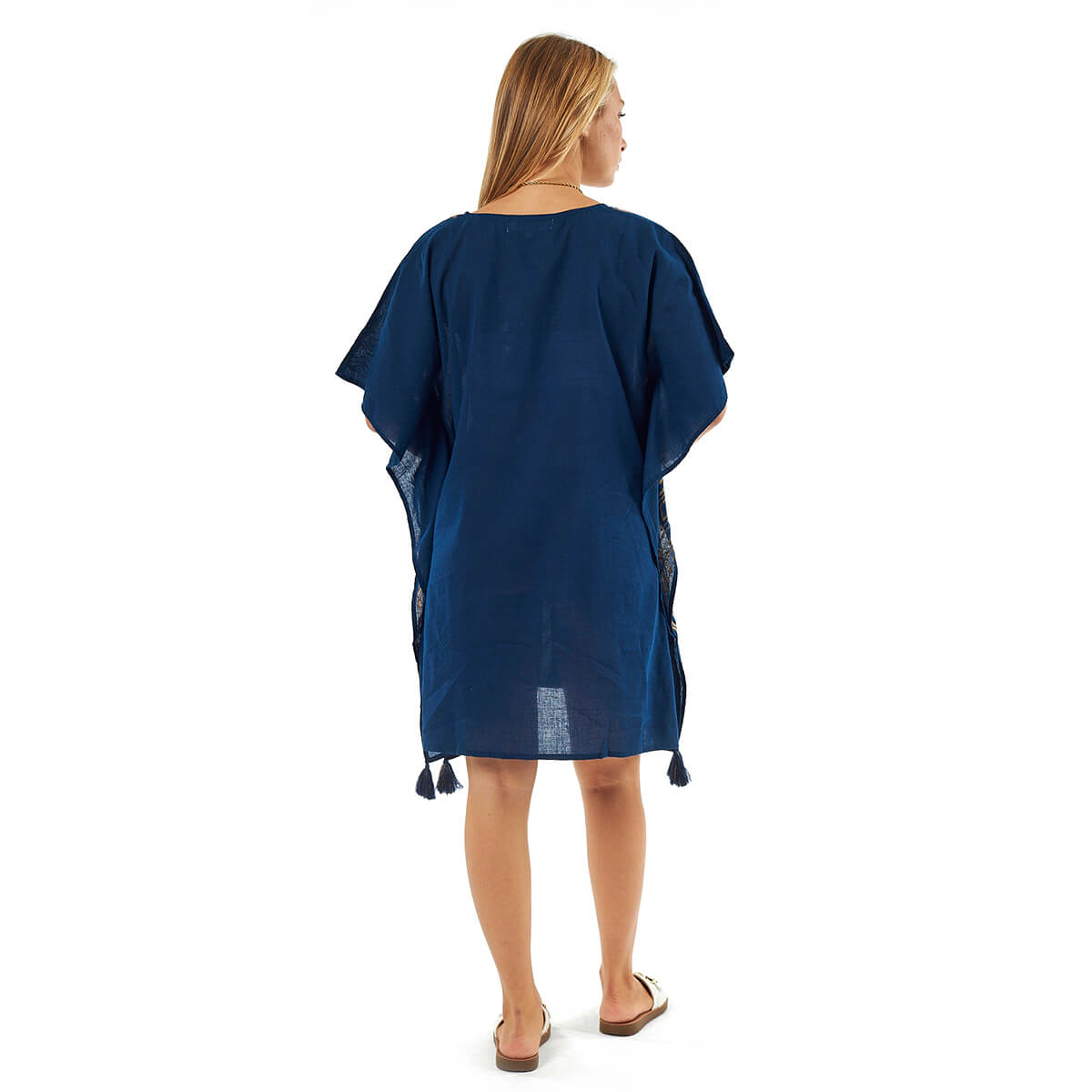 Verde Γυναικείο Καφτάνι 47-0114 Βαμβακερό Μπλε Verde Γυναικείο Καφτάνι 47-0114 Βαμβακερό Μπλε