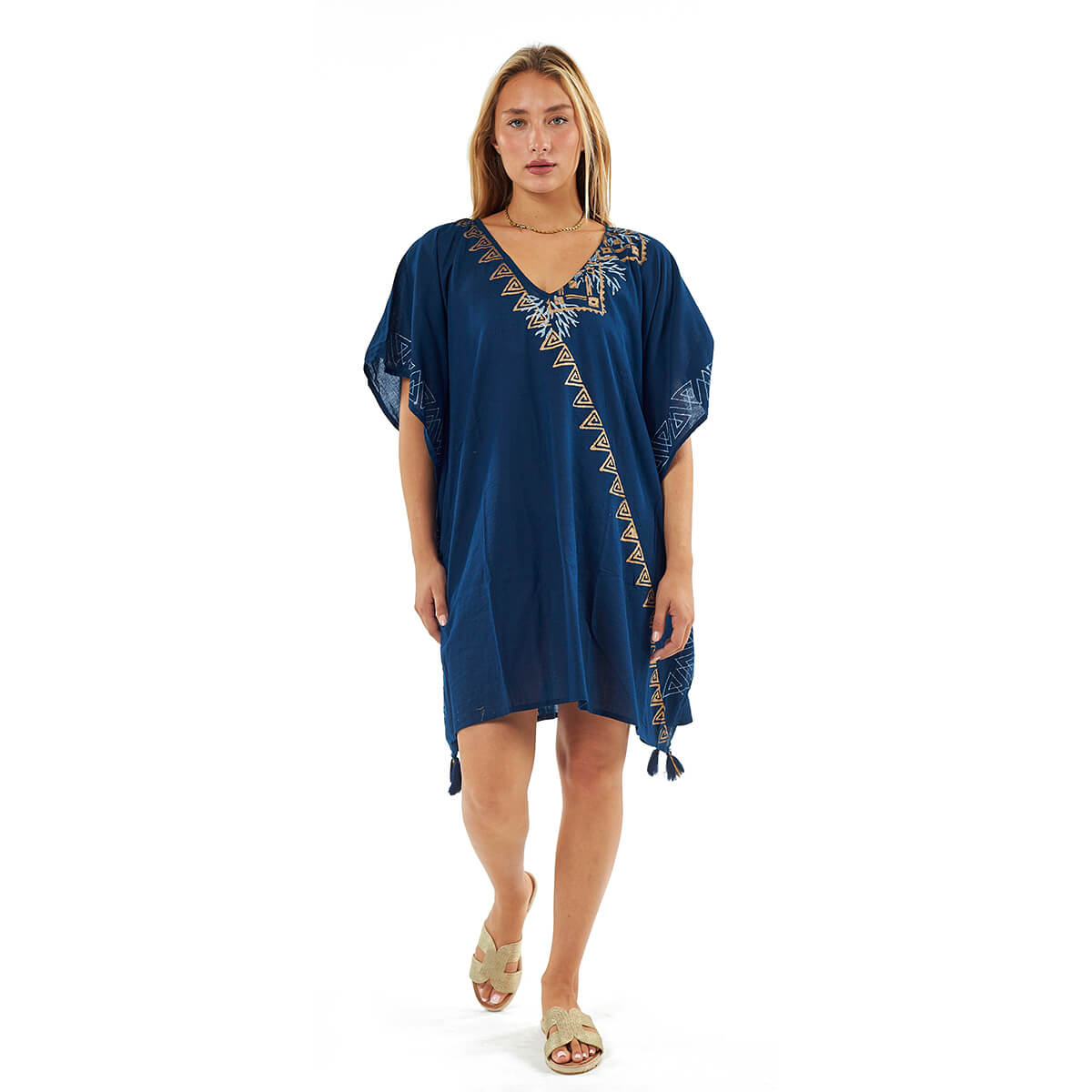 Verde Γυναικείο Καφτάνι 47-0116 Βαμβακερό Μπλε