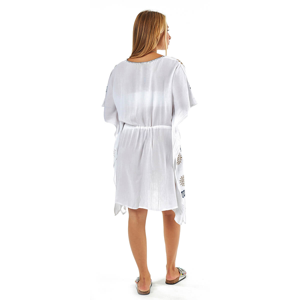 Verde Γυναικείο Καφτάνι 47-0118 Βισκόζη Άσπρο Verde Γυναικείο Καφτάνι 47-0118 Βισκόζη Άσπρο