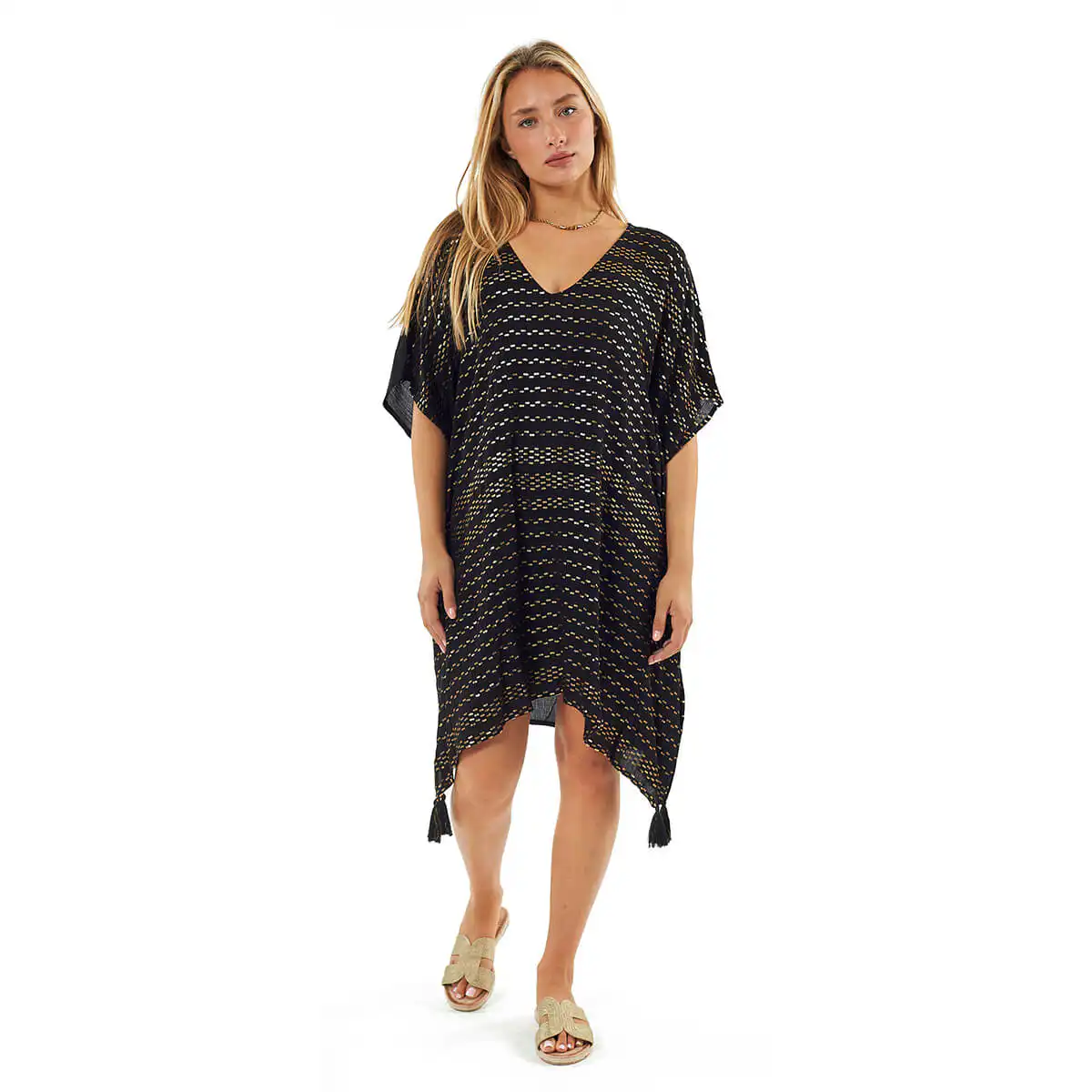 Verde Γυναικείο Καφτάνι 47-0120 Βισκόζη Μαύρο Verde Γυναικείο Καφτάνι 47-0120 Βισκόζη Μαύρο