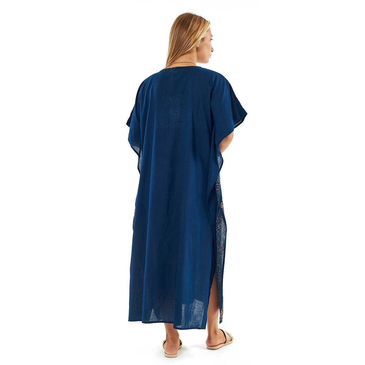 Verde Γυναικείο Καφτάνι 47-0121 Βαμβακερό Σκούρο Μπλε