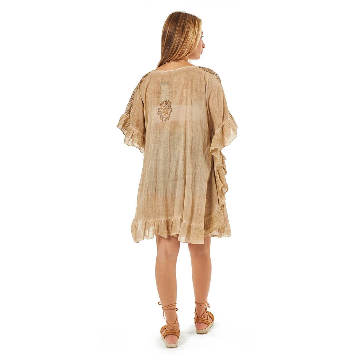 Verde Γυναικείο Καφτάνι 47-0097 Βαμβακερό Μπεζ