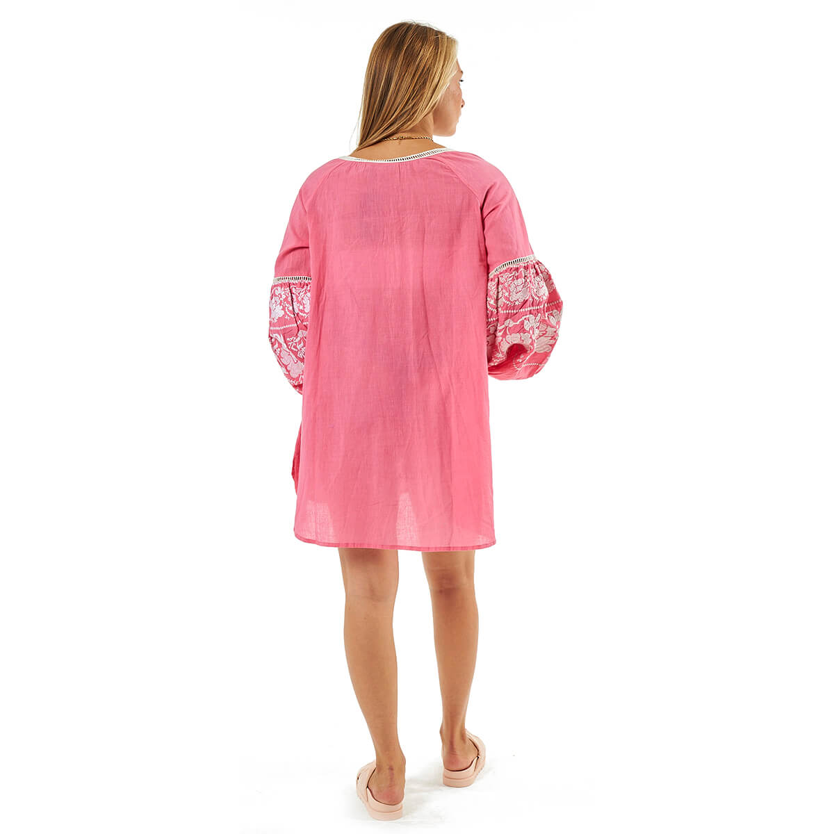 Verde Γυναικείο Καφτάνι 47-0098 Βαμβακερό Ροζ