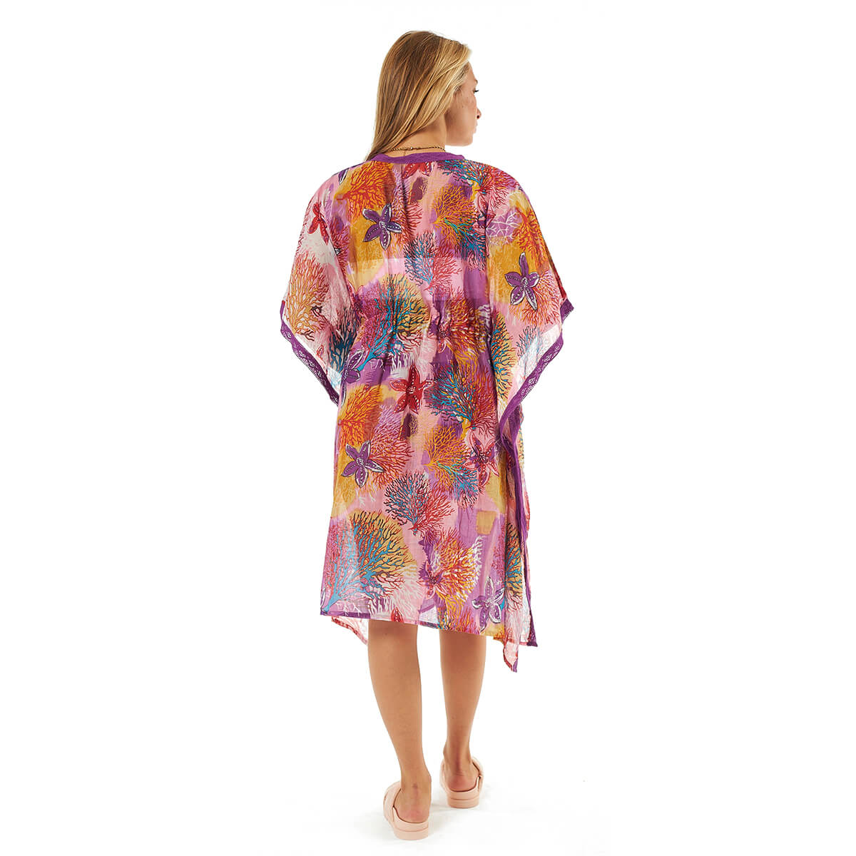 Verde Γυναικείο Καφτάνι 47-0099 Βαμβακερό Ροζ