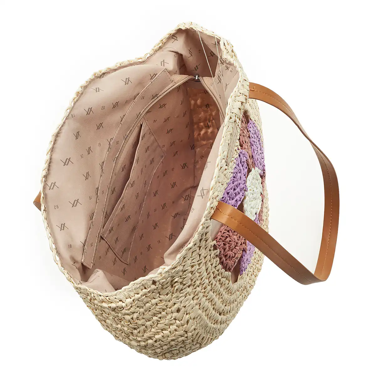 Verde Γυναικεία Ψάθινη Τσαντα 48-0204 Λιλά