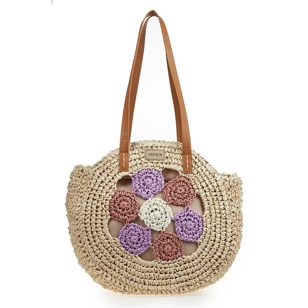 Verde Γυναικεία Ψάθινη Τσαντα 48-0204 Λιλά Verde Γυναικεία Ψάθινη Τσαντα 48-0204 Λιλά