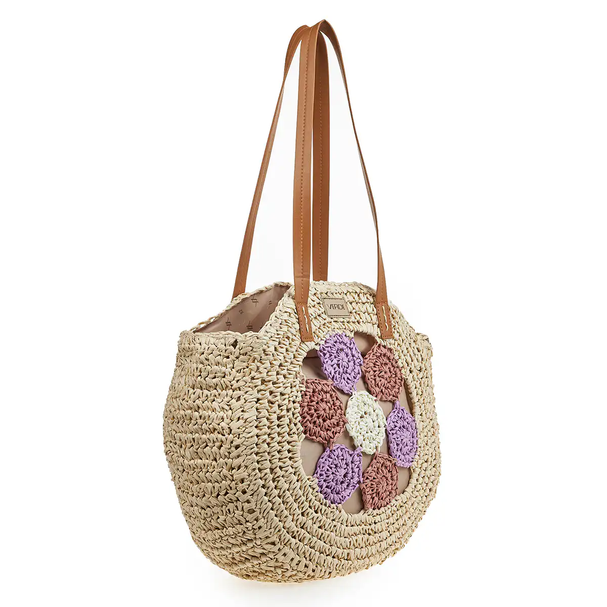 Verde Γυναικεία Ψάθινη Τσαντα 48-0204 Λιλά Verde Γυναικεία Ψάθινη Τσαντα 48-0204 Λιλά