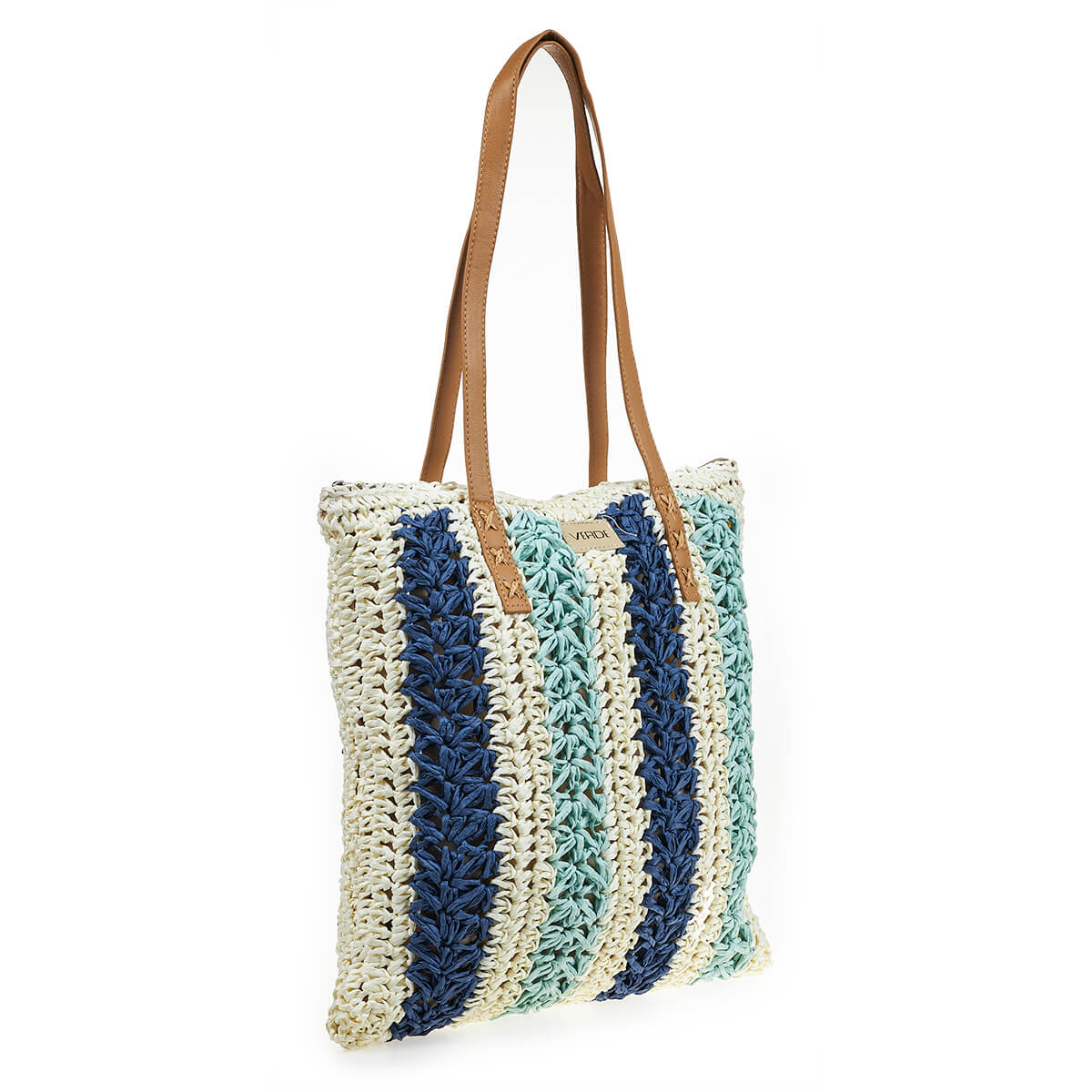 Verde Γυναικεία Ψάθινη Τσαντα 48-0207 Μπλέ