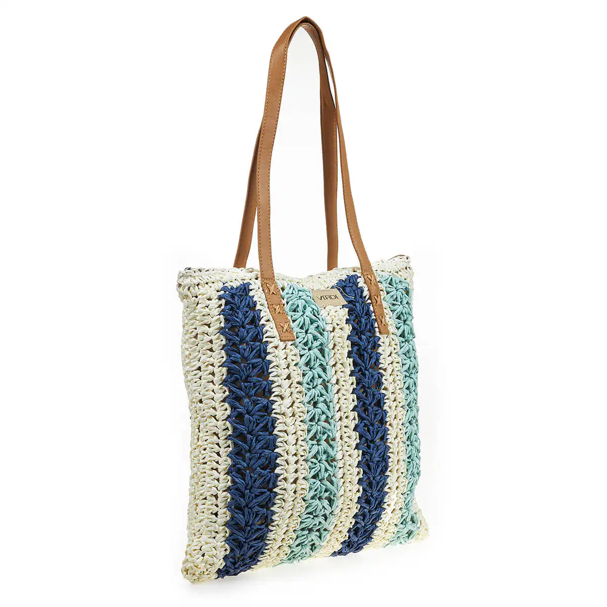 Verde Γυναικεία Ψάθινη Τσαντα 48-0207 Μπλέ Verde Γυναικεία Ψάθινη Τσαντα 48-0207 Μπλέ