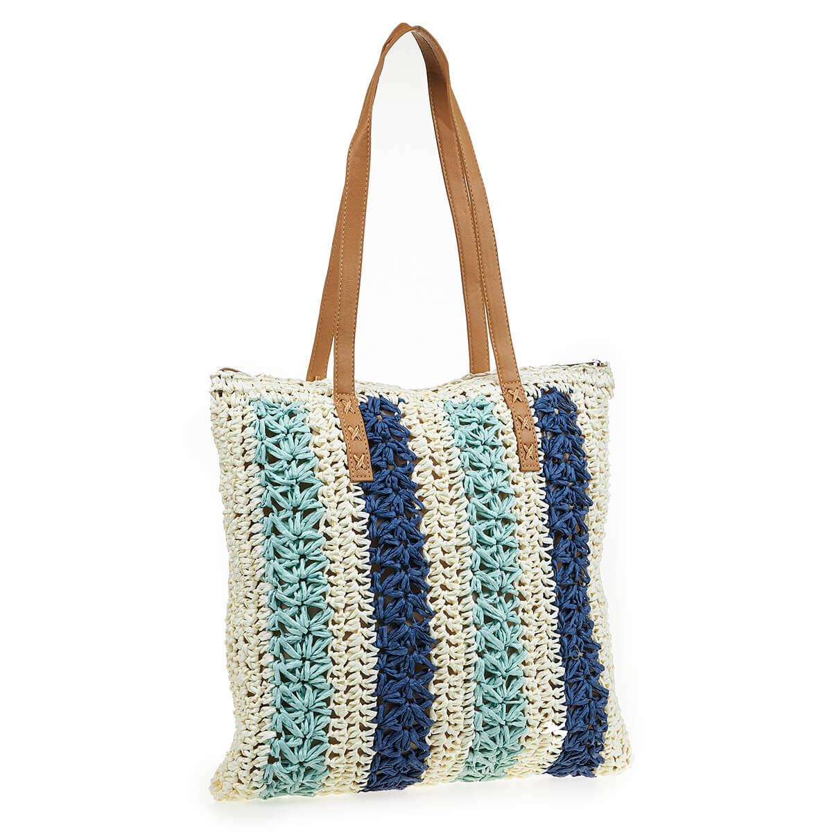 Verde Γυναικεία Ψάθινη Τσαντα 48-0207 Μπλέ