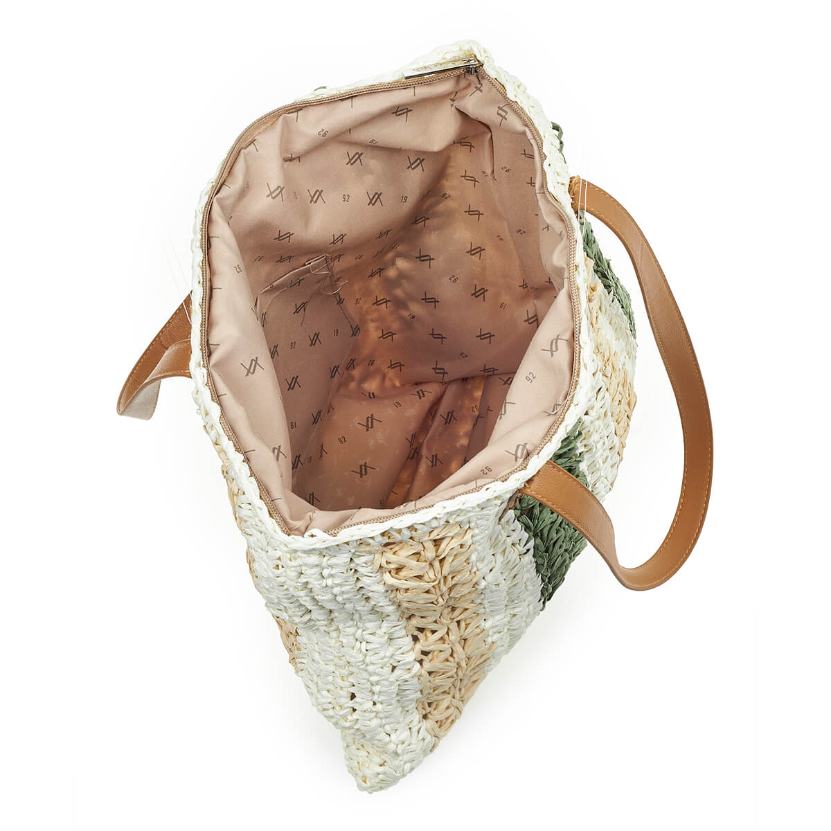 Verde Γυναικεία Ψάθινη Τσαντα 48-0207 Χακί