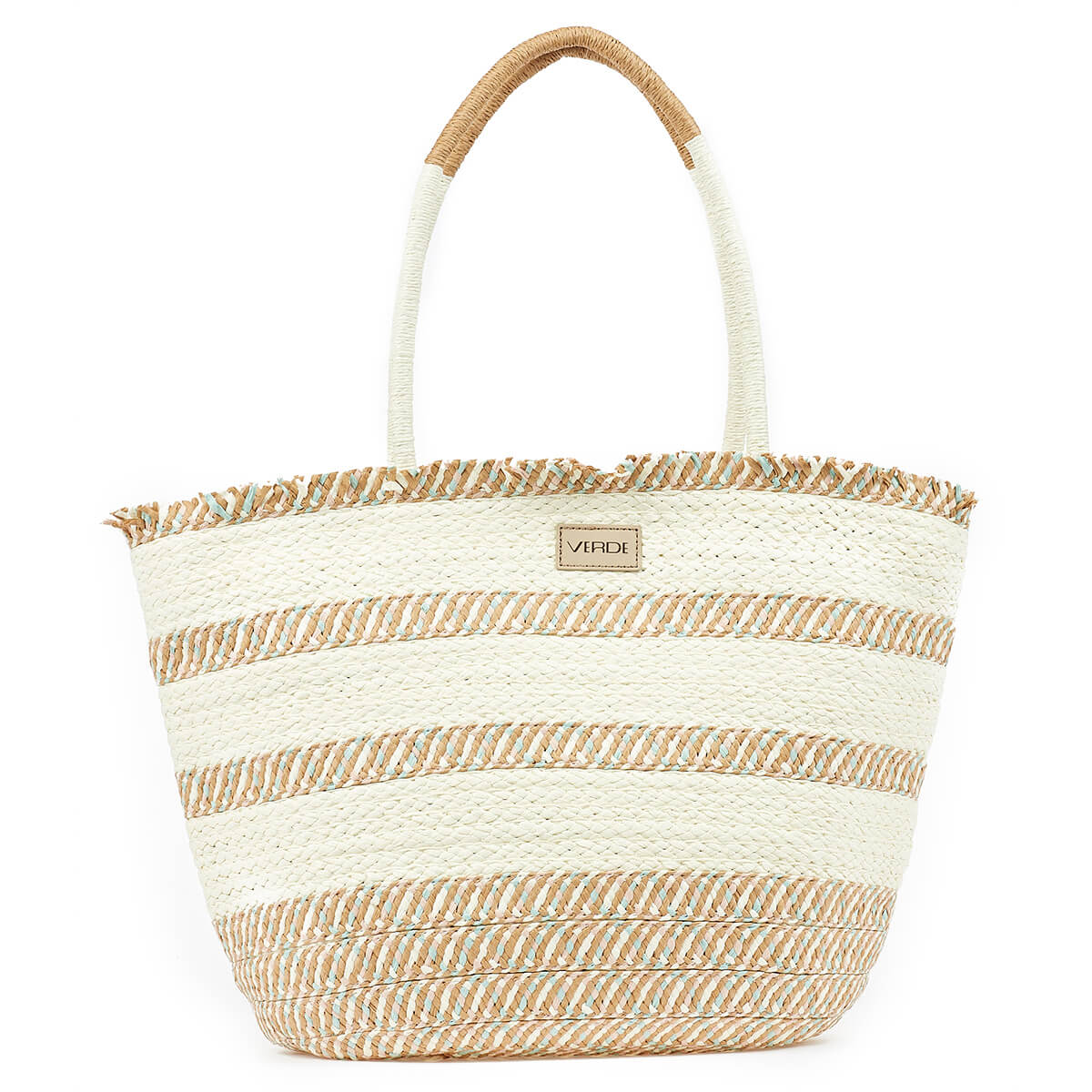 Verde Γυναικεία Ψάθινη Τσαντα 48-0208 Μπέζ