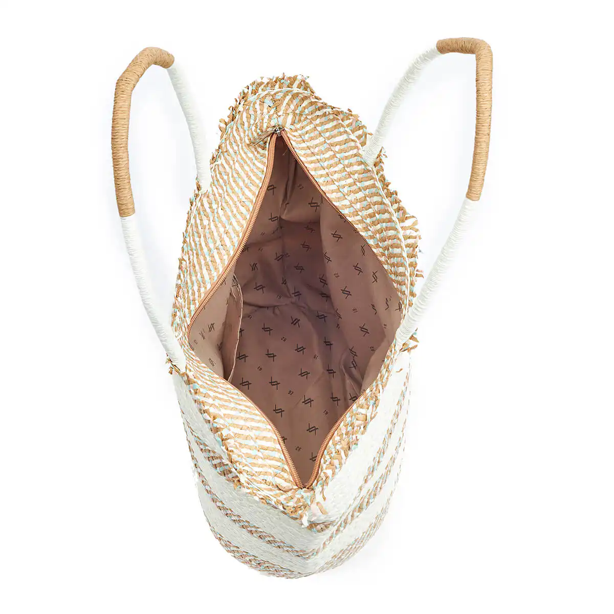 Verde Γυναικεία Ψάθινη Τσαντα 48-0208 Μπέζ