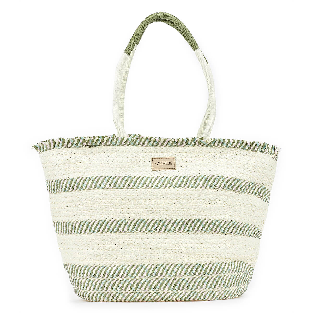 Verde Γυναικεία Ψάθινη Τσαντα 48-0208 Χακί