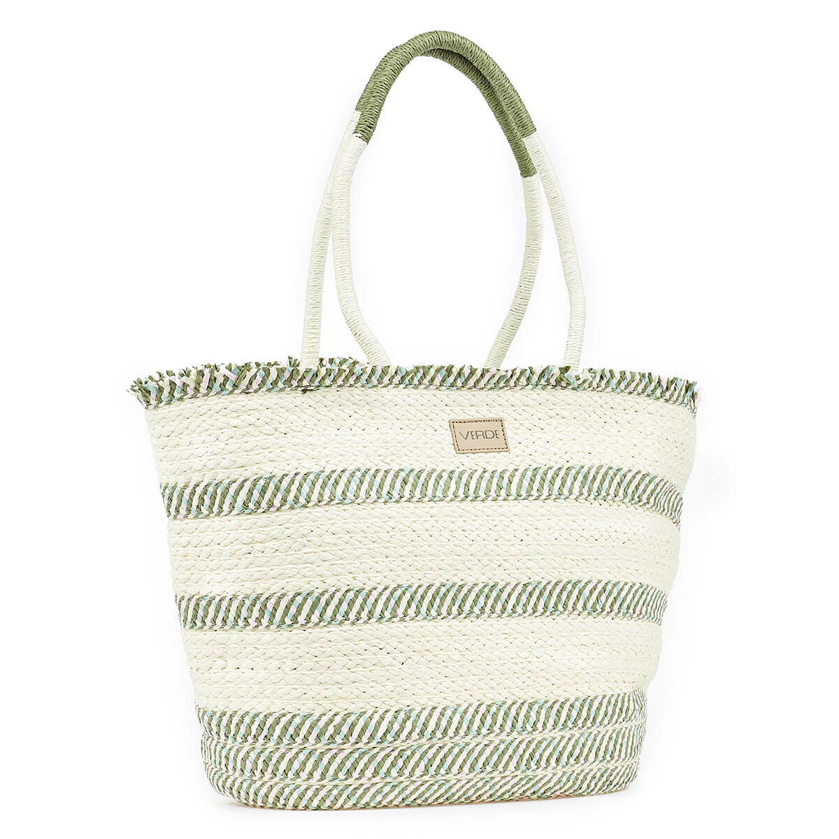 Verde Γυναικεία Ψάθινη Τσαντα 48-0208 Χακί