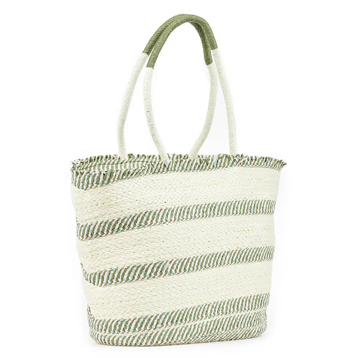 Verde Γυναικεία Ψάθινη Τσαντα 48-0208 Χακί