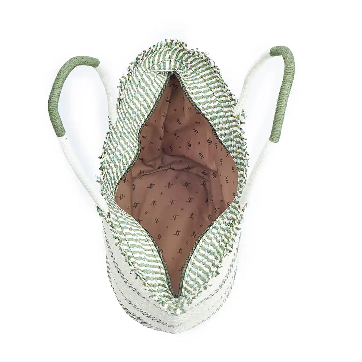 Verde Γυναικεία Ψάθινη Τσαντα 48-0208 Χακί