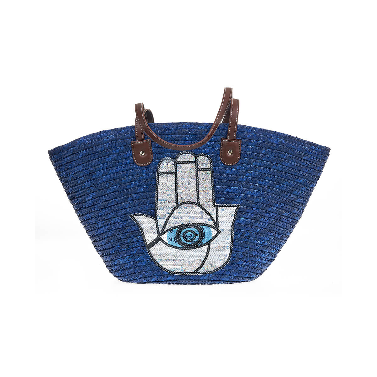 Verde Γυναικεία Τσάντα Ψάθινη 48-0212 Ψάθινη Μπλε