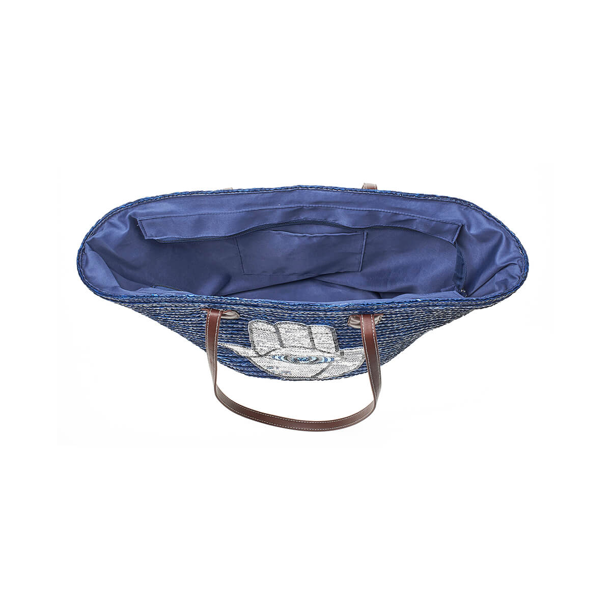 Verde Γυναικεία Τσάντα Ψάθινη 48-0212 Ψάθινη Μπλε