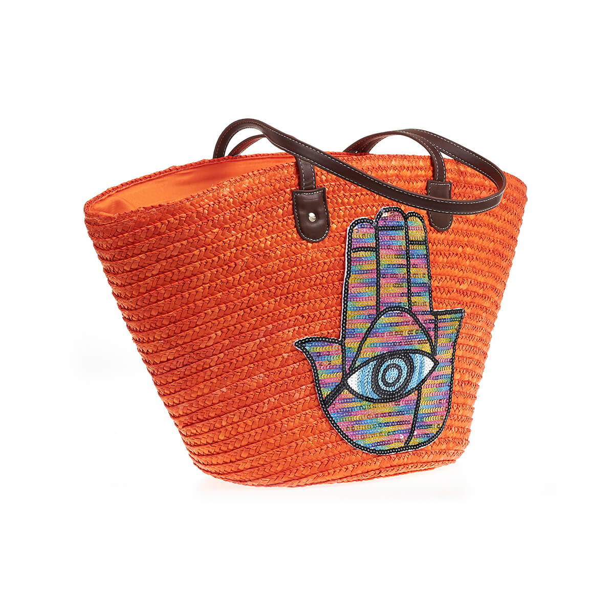Verde Γυναικεία Τσάντα Ψάθινη 48-0212 Ψάθινη Πορτοκαλί