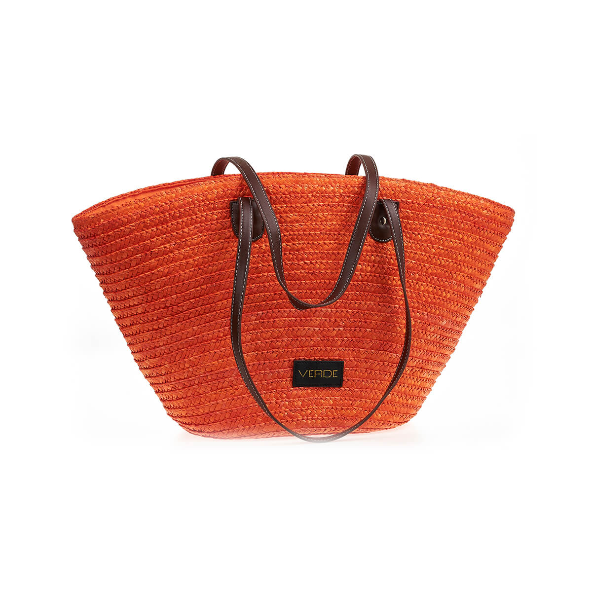 Verde Γυναικεία Τσάντα Ψάθινη 48-0212 Ψάθινη Πορτοκαλί