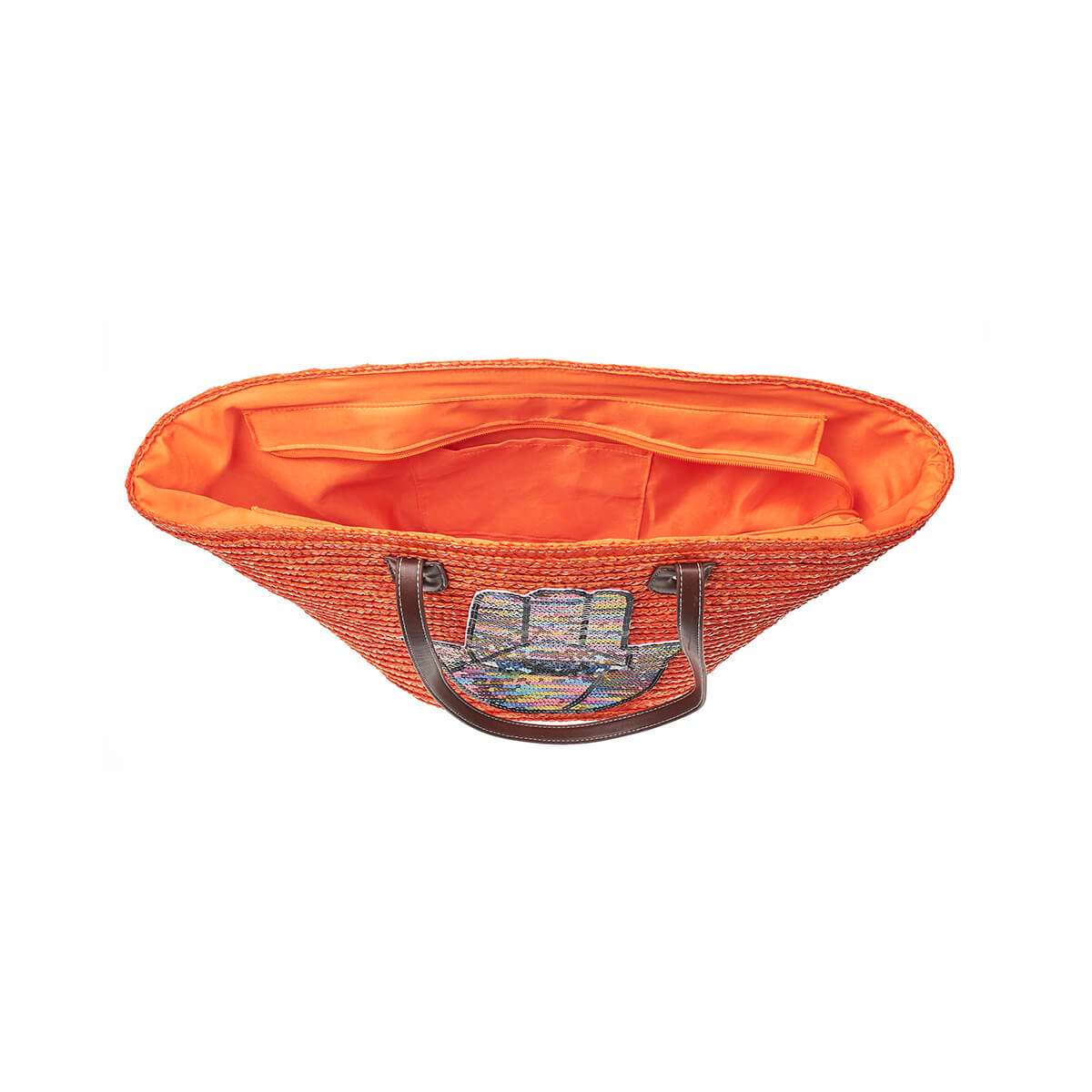 Verde Γυναικεία Τσάντα Ψάθινη 48-0212 Ψάθινη Πορτοκαλί