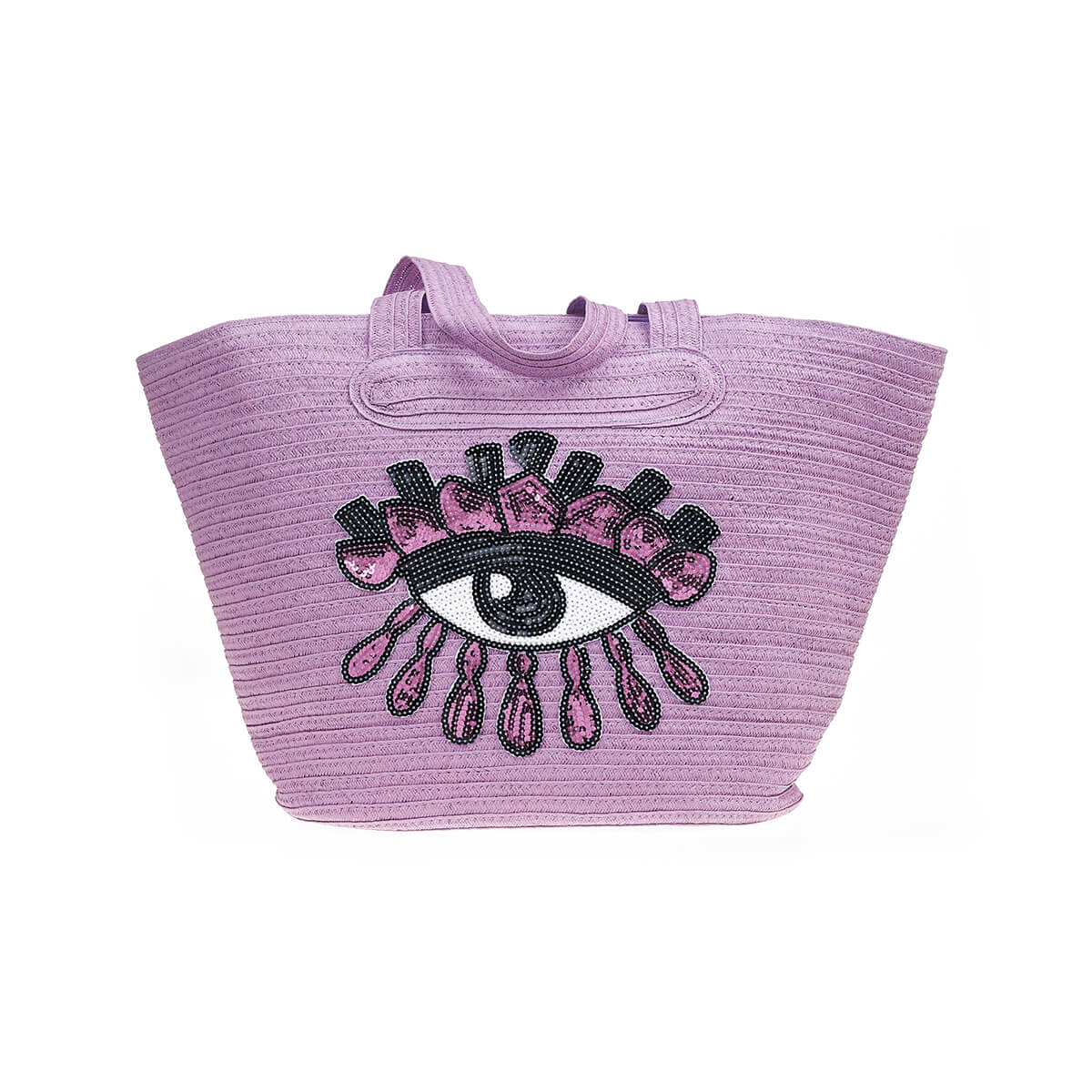 Verde Γυναικεία Τσάντα Ψάθινη 48-0213 Ψάθινη Λιλά