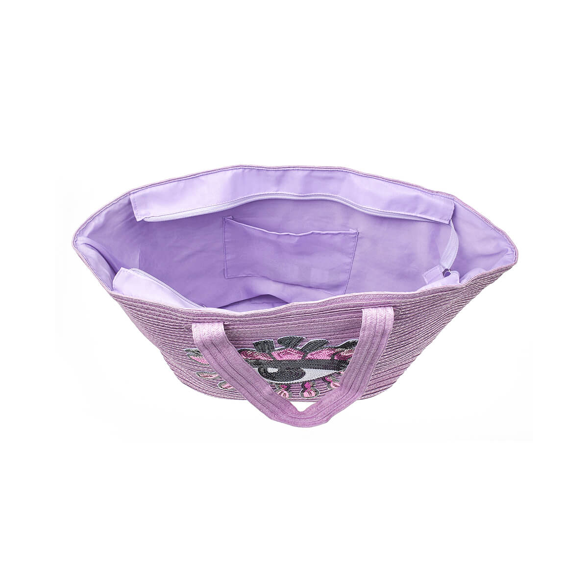 Verde Γυναικεία Τσάντα Ψάθινη 48-0213 Ψάθινη Λιλά