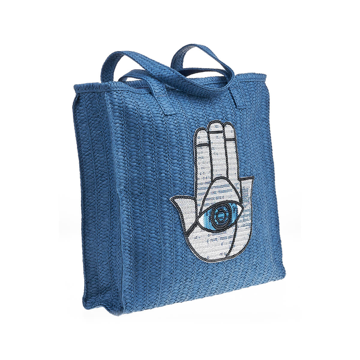 Verde Γυναικεία Τσάντα Ψάθινη 48-0217 Ψάθινη Μπλε