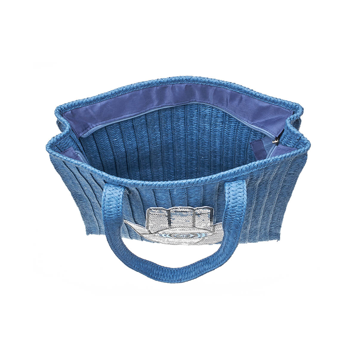 Verde Γυναικεία Τσάντα Ψάθινη 48-0217 Ψάθινη Μπλε