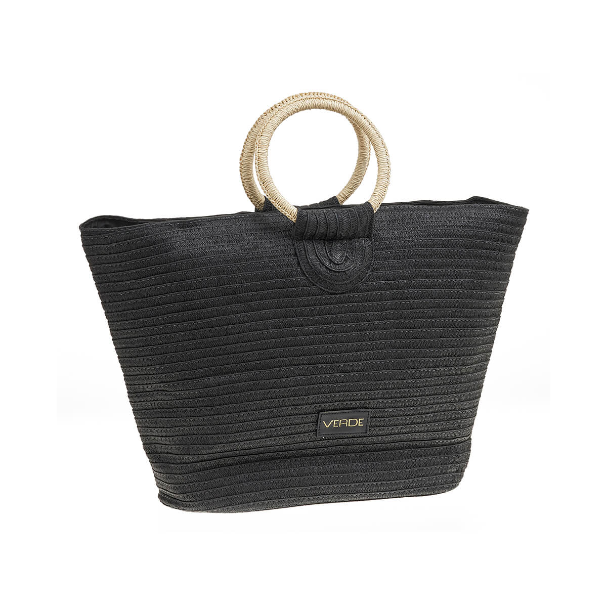 Verde Γυναικεία Τσάντα Ψάθινη 48-0218 Ψάθινη Μαύρο