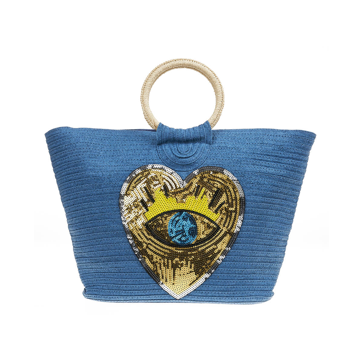 Verde Γυναικεία Τσάντα Ψάθινη 48-0218 Ψάθινη Μπλε