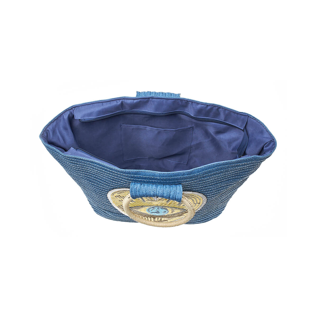 Verde Γυναικεία Τσάντα Ψάθινη 48-0218 Ψάθινη Μπλε