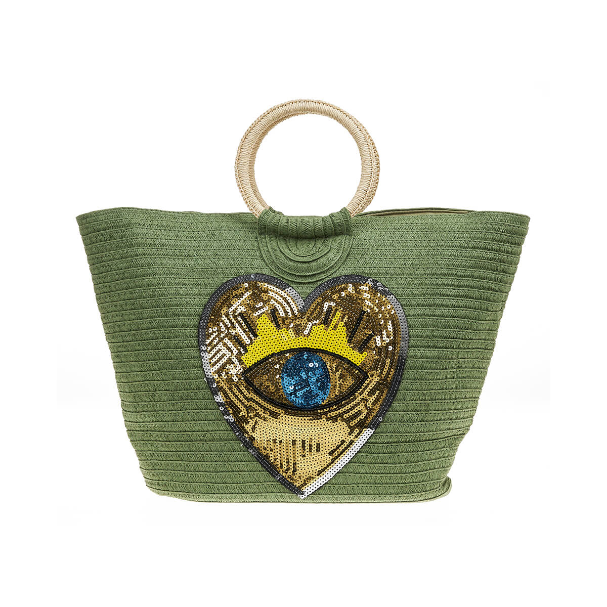 Verde Γυναικεία Τσάντα Ψάθινη 48-0218 Ψάθινη Χακί