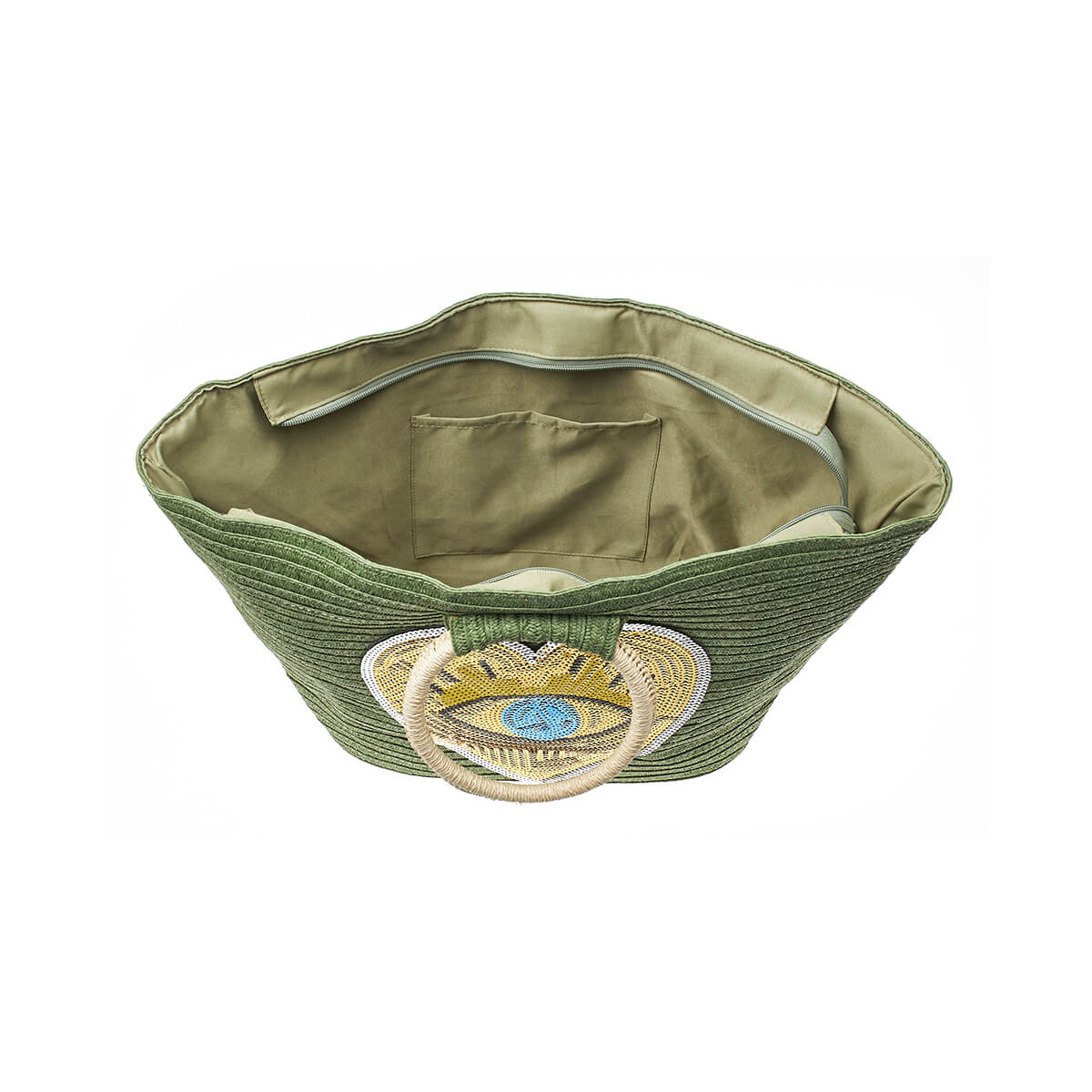 Verde Γυναικεία Τσάντα Ψάθινη 48-0218 Ψάθινη Χακί