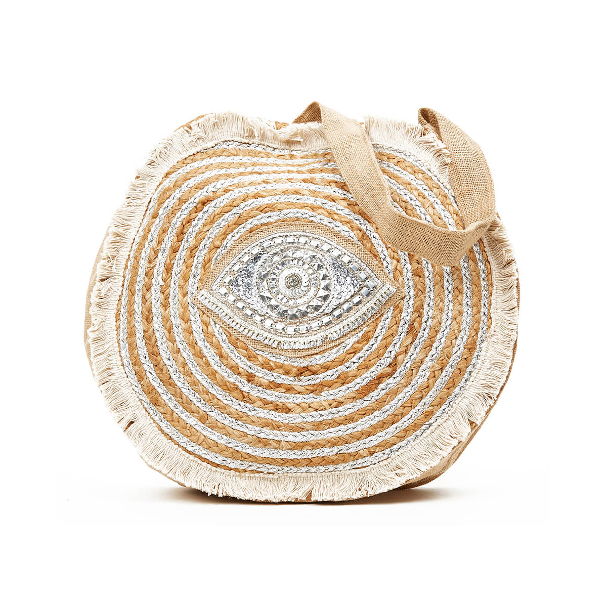 Verde Γυναικεία Τσάντα Ψάθινη 48-0219 Γιούτα Ασημί