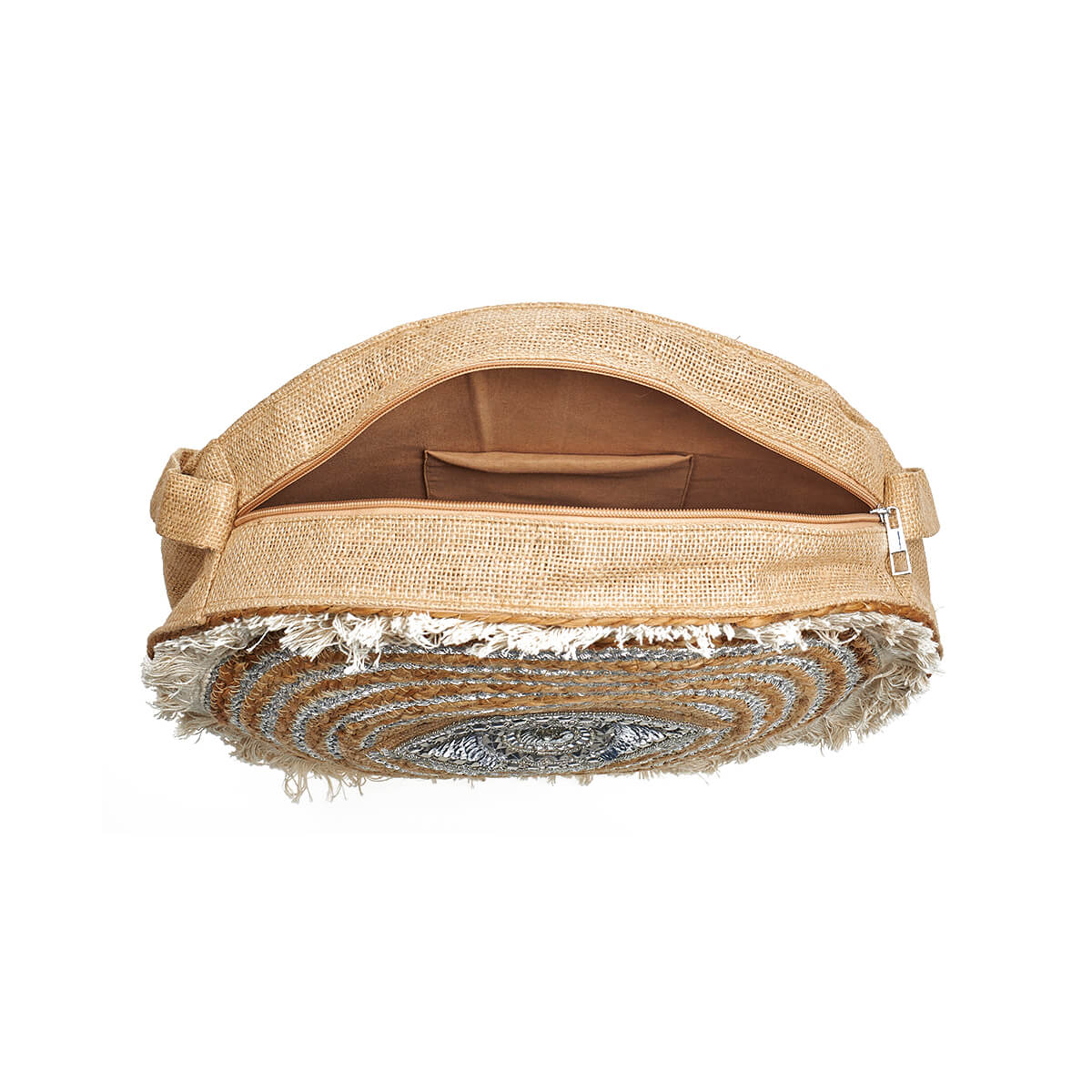 Verde Γυναικεία Τσάντα Ψάθινη 48-0219 Γιούτα Ασημί