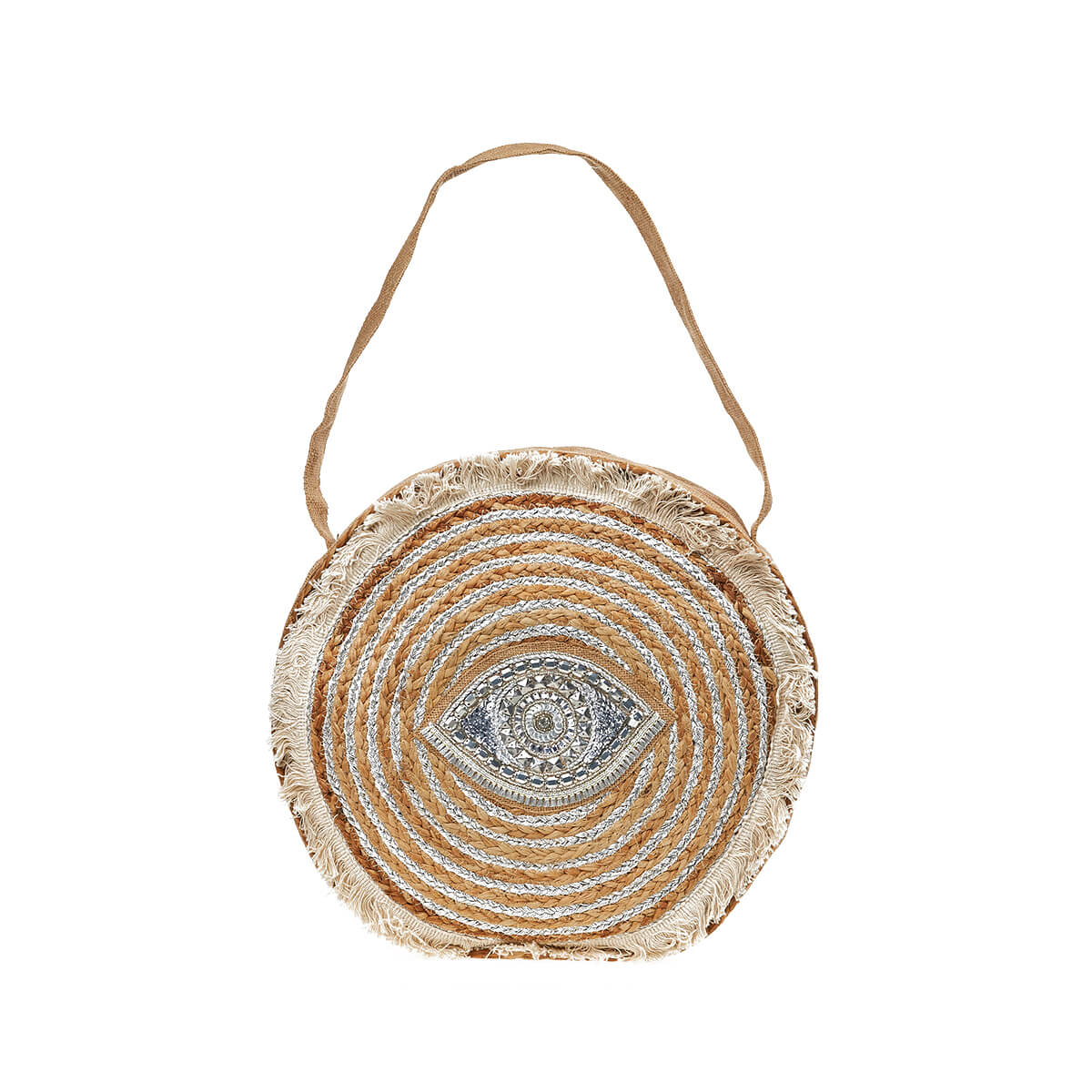 Verde Γυναικεία Τσάντα Ψάθινη 48-0219 Γιούτα Ασημί