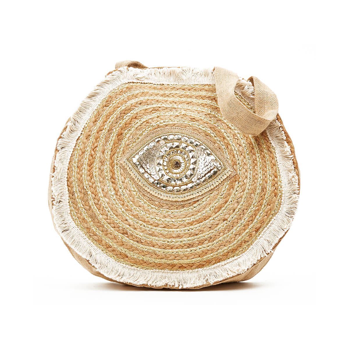 Verde Γυναικεία Τσάντα Ψάθινη 48-0219 Γιούτα Χρυσό