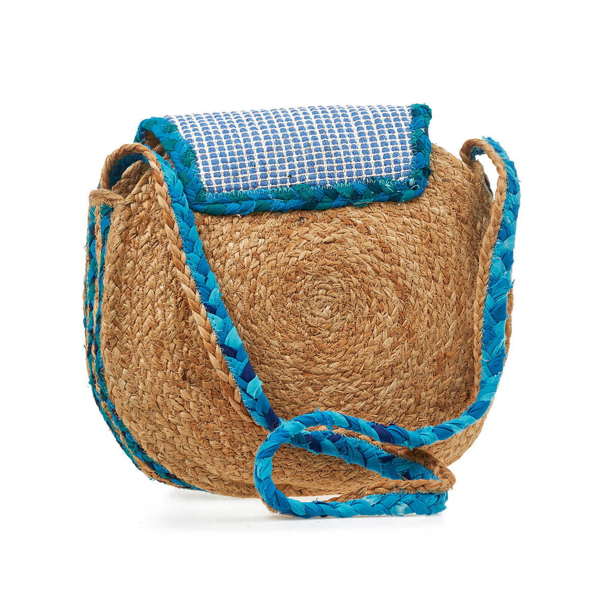 Verde Γυναικεία Τσάντα Ψάθινη 48-0220 80% Γιούτα 20% Βαμβάκι Μπλε