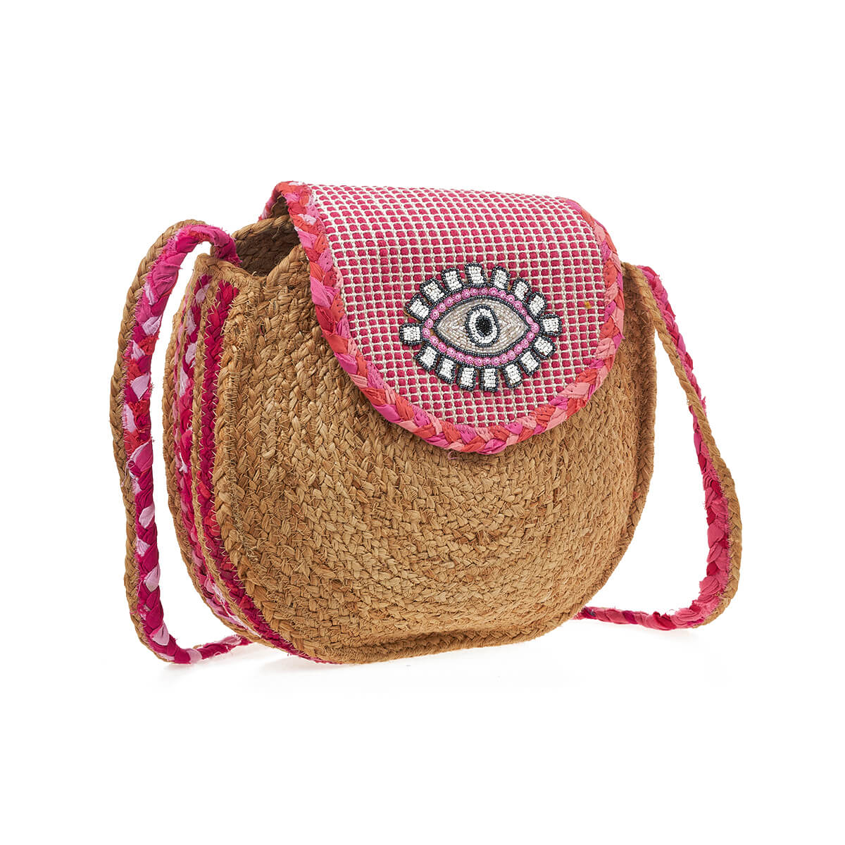 Verde Γυναικεία Τσάντα Ψάθινη 48-0220 80% Γιούτα 20% Βαμβάκι Φούξια