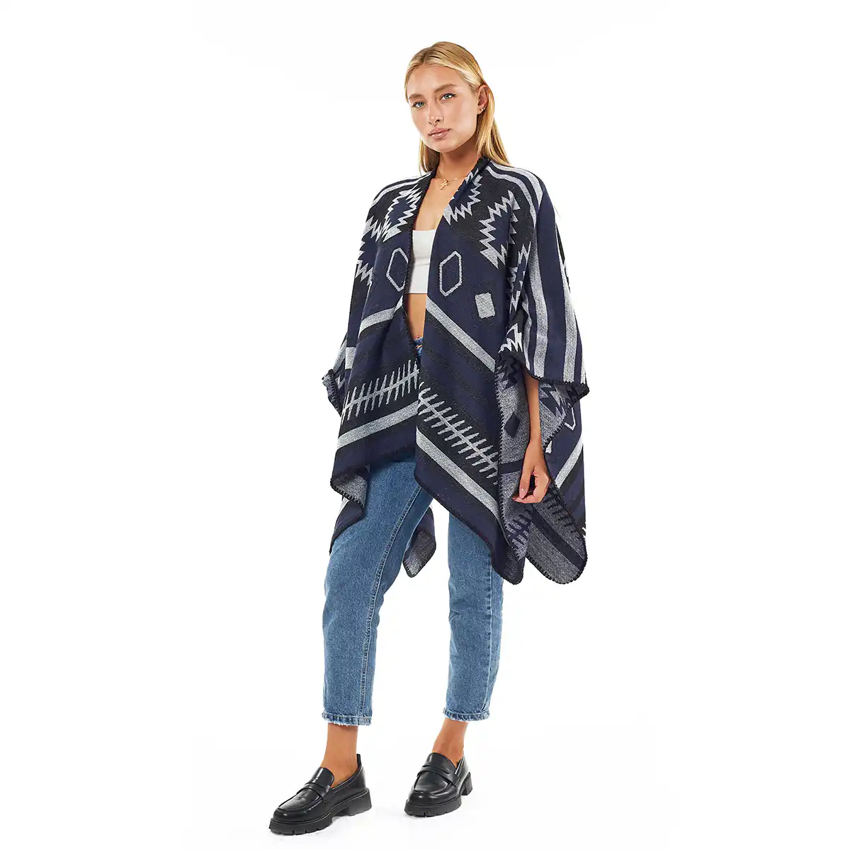 Verde Γυναικεία Κάπα 49-0045 ΑΚΡΥΛΙΚΗ Μπλε