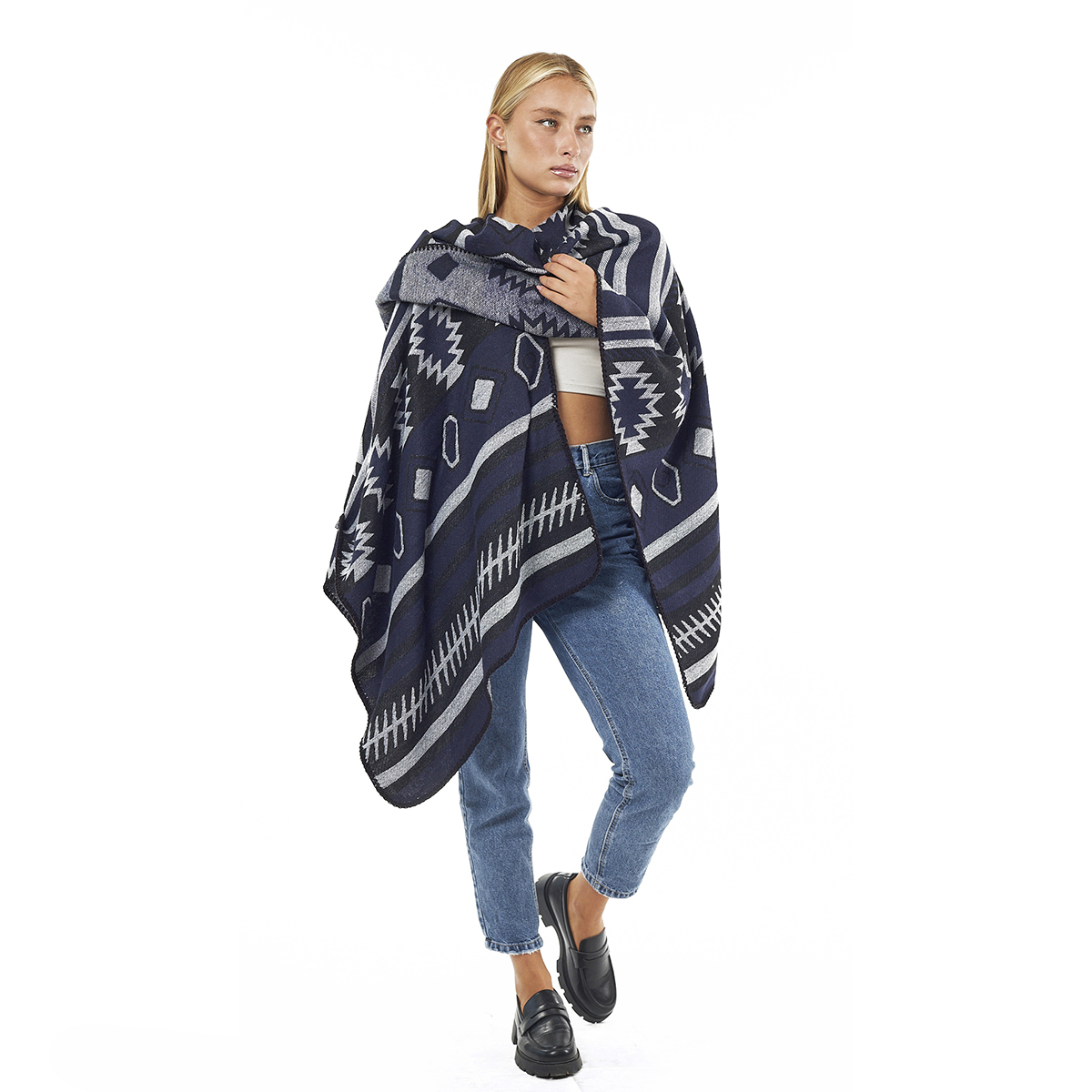 Verde Γυναικεία Κάπα 49-0045 ΑΚΡΥΛΙΚΗ Μπλε