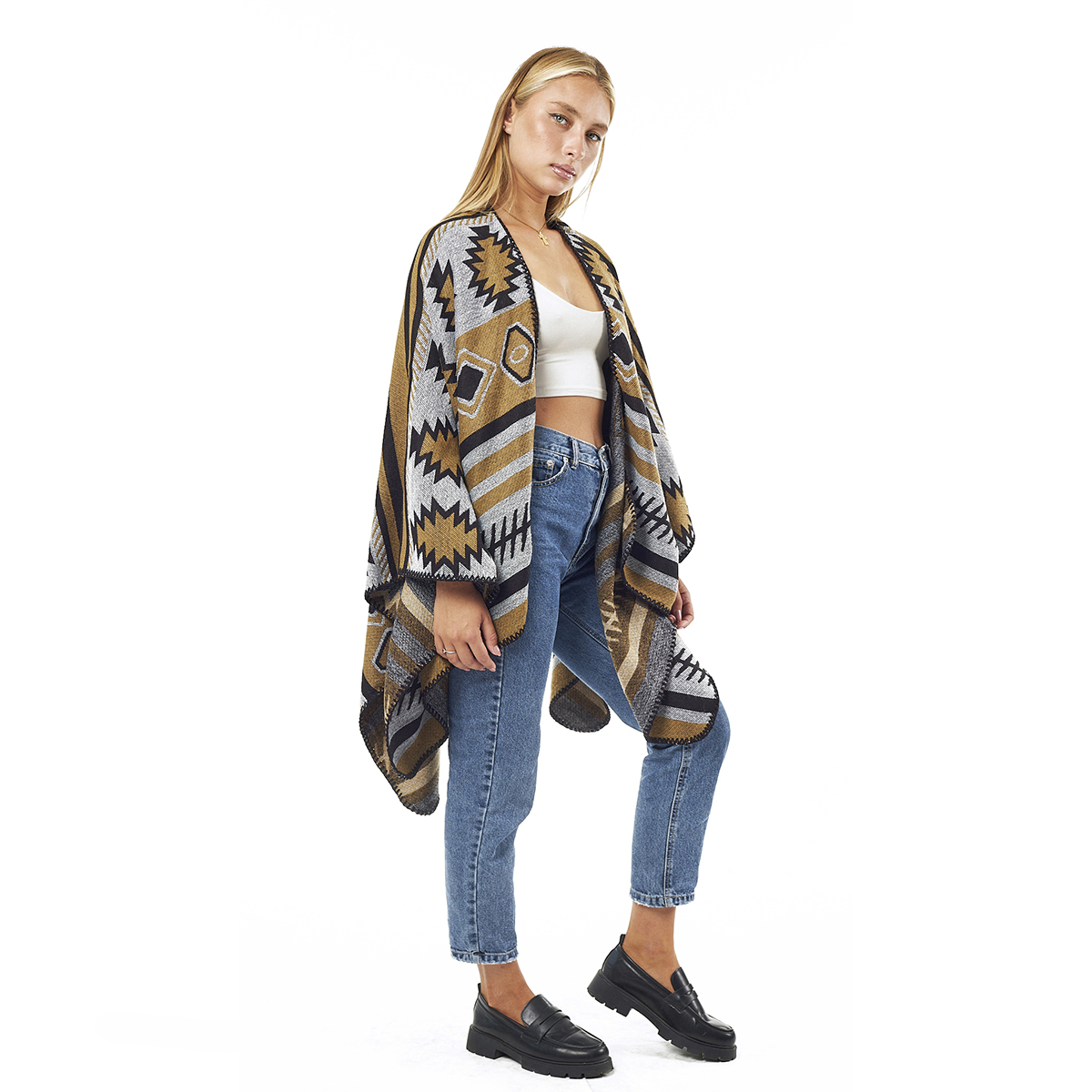 Verde Γυναικεία Κάπα 49-0045 ΑΚΡΥΛΙΚΗ Μουσταρδί