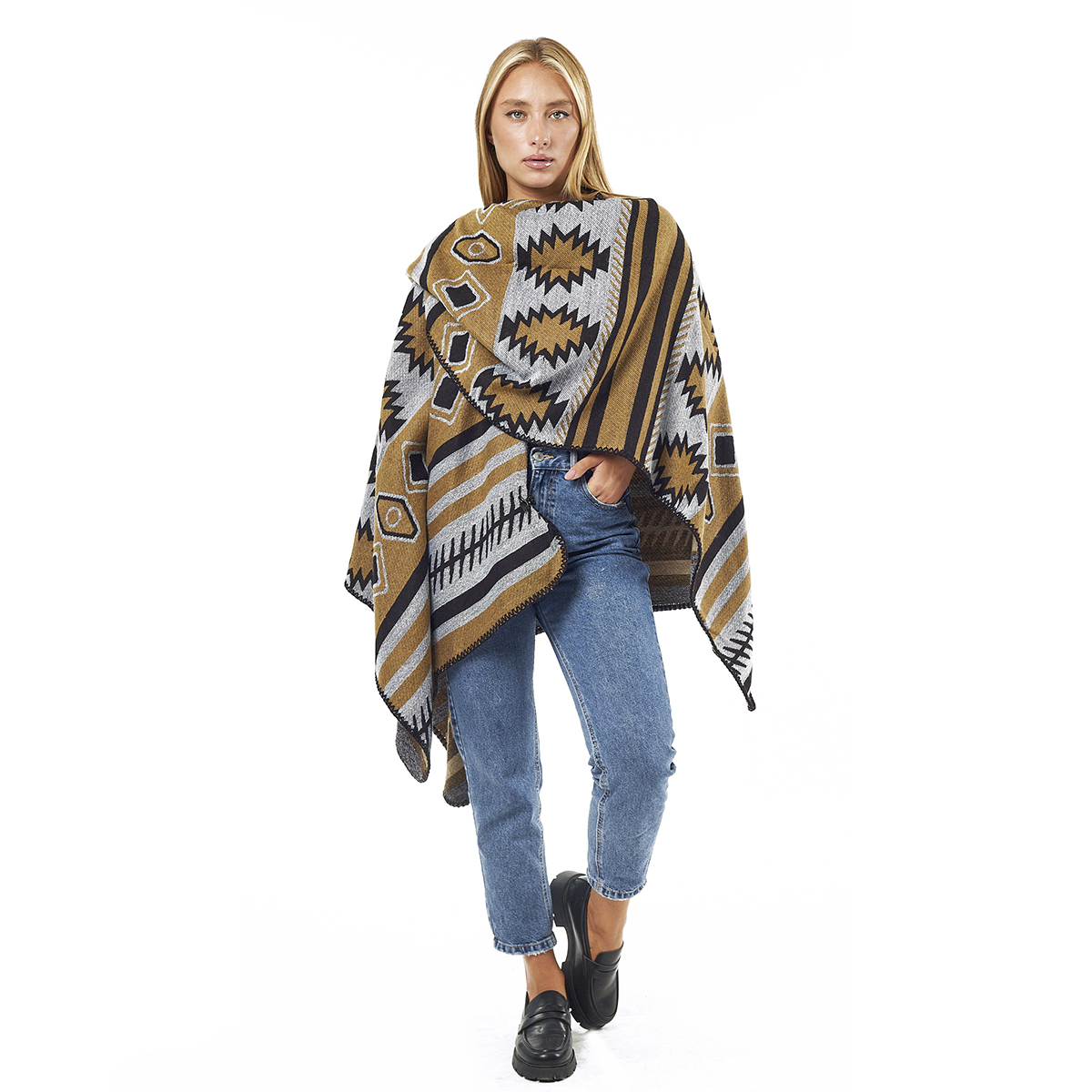 Verde Γυναικεία Κάπα 49-0045 ΑΚΡΥΛΙΚΗ Μουσταρδί